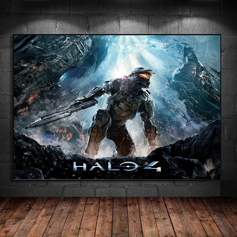 Poster Prints Classic Halo Video Games 1-5 Series Game Wall Art Canvas Painting Wall Pictures for Kids Living Room Home Decor