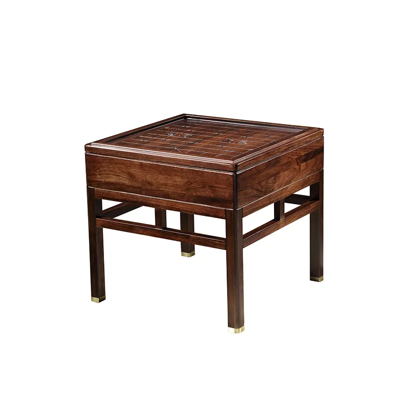 New Chinese-style solid wood chess square table, floor-to-ceiling living room corner, art side balcony, ebony chess table