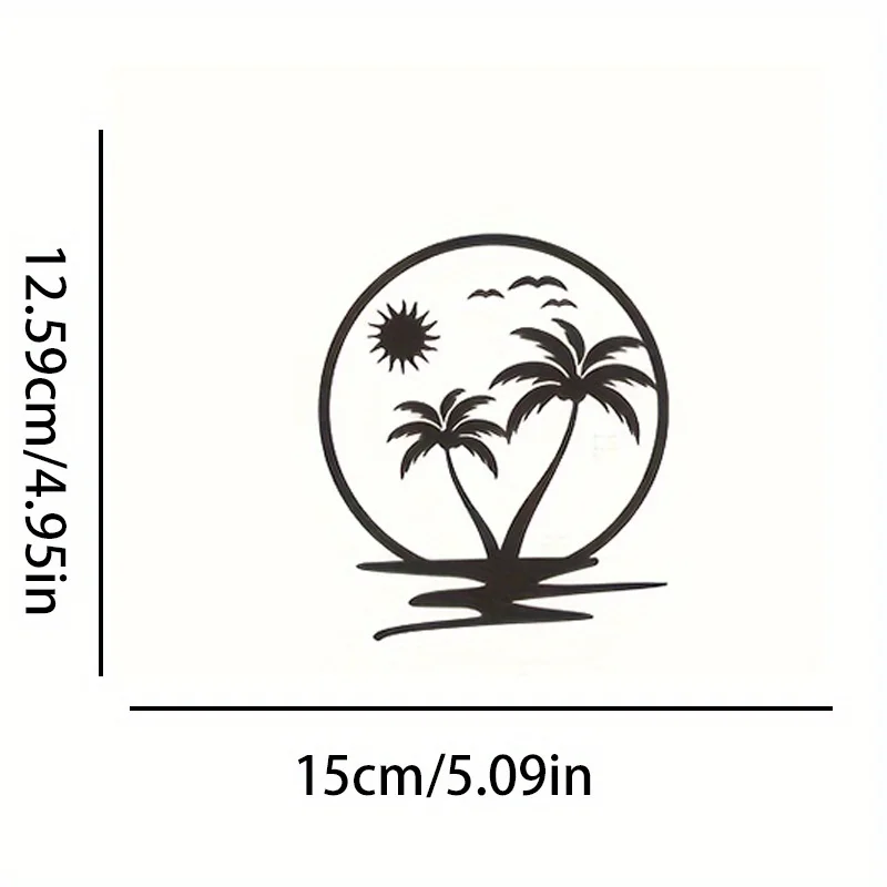 Gradient Tropical Palm Vinyl Stickers, Sunset Ocean Scene Car Decals
