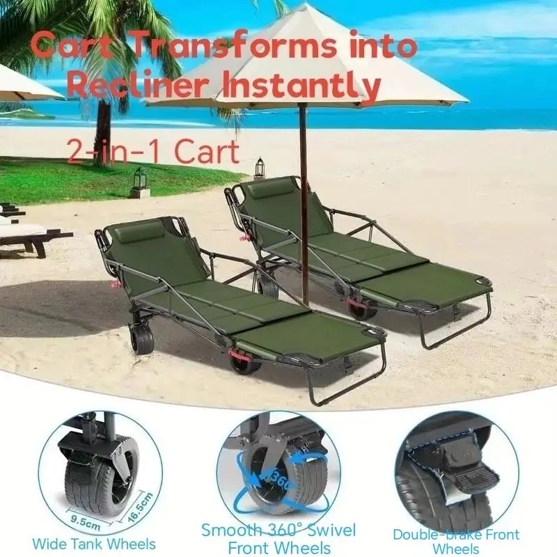 Foldable Beach Camping Trailer – Pushable Utility Cart with Reclining Wheels for Camp Car & Outdoor Adventures - view 2