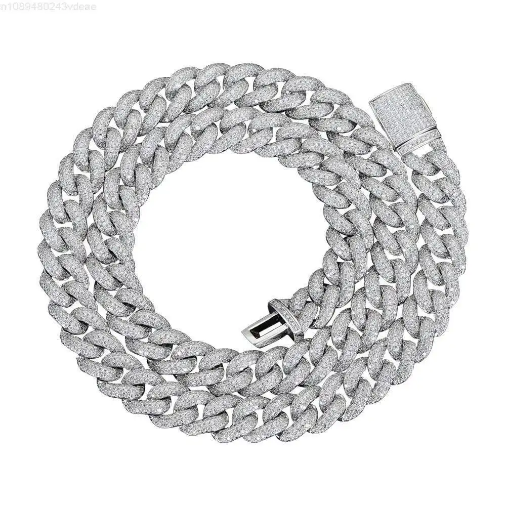 

Luxury Hiphop Bling 10mm Iced Out Diamond Brass Cuba Bracelet Silver Gold Plated Zircon Cuba Chain Necklace for Man and Woman