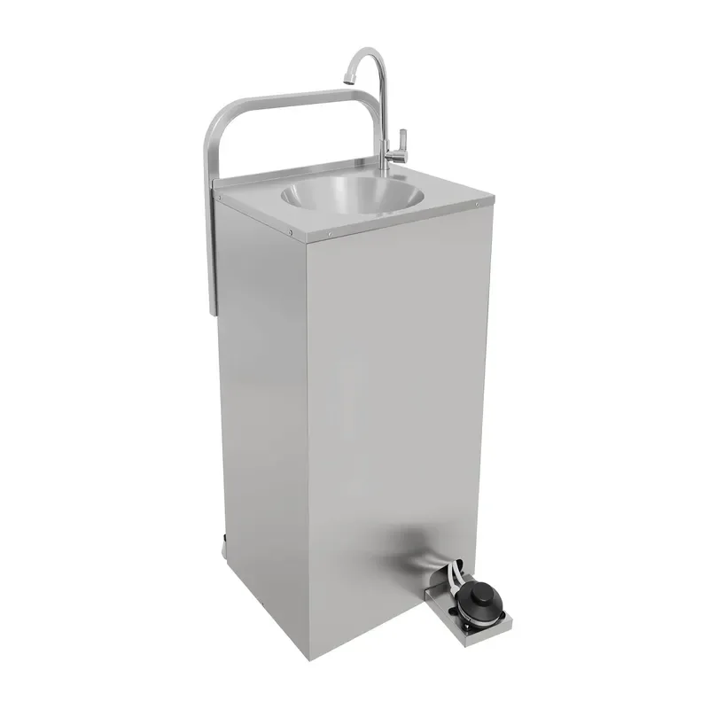 Mobile Stainless Steel Pedal Sink with Water Storage Tank Portable Hand Washing Basin for Outdoor Camping Clinic Use
