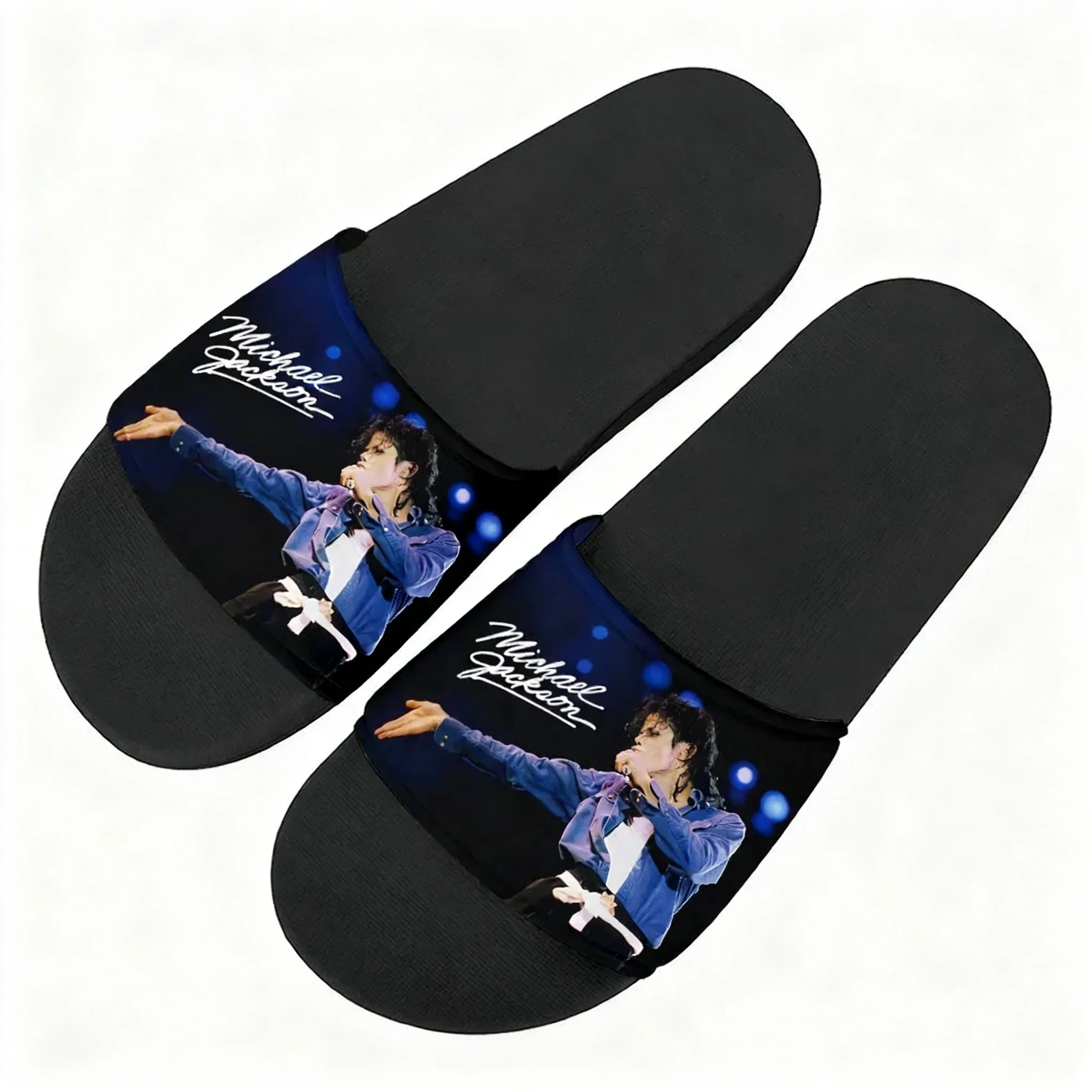 Michael Jackson Slippers Home Water Shoes  Pop Singer Dancer Mens Womens Beach Pool Sandals High Quality Custom Summer Slipper