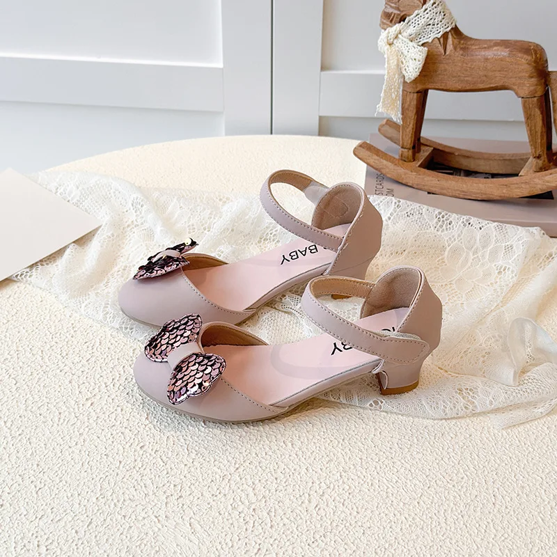 

2026 Children High-heel Shoes for Girls Spring New Fashion Korean Style Soft Bottom Anti-slippery Versatile Princess Dress Shoes