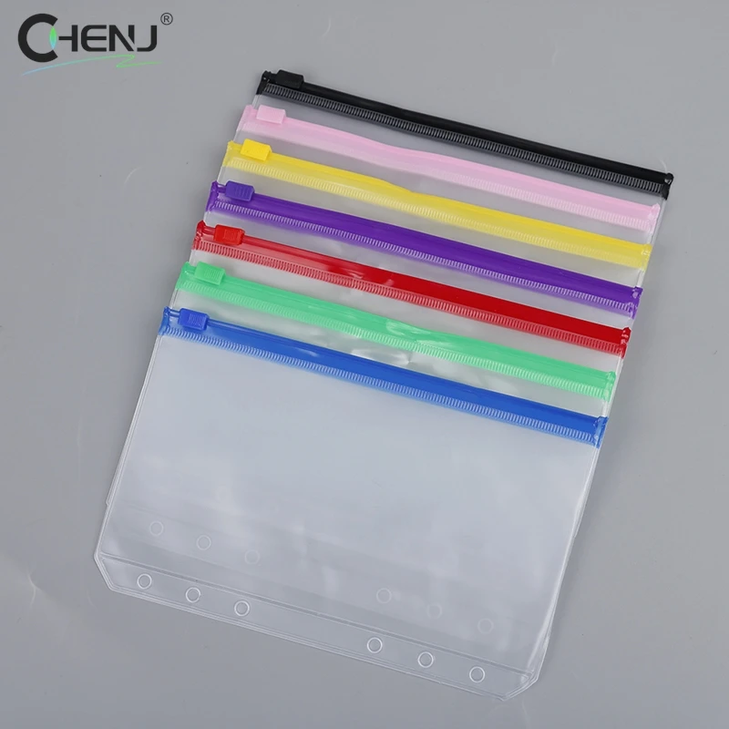 Waterproof PVC Binder Pockets, Caixa Orçamento Envelopes, Zipper Bolsas, Notebook Planner, Viagem Binders, 6-Hole, 4Pcs, A6