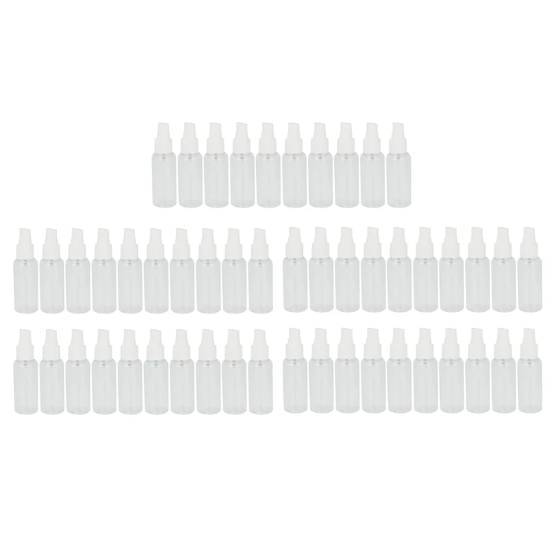 

50 Pieces 50Ml Spray Bottles Plastic Empty Refillable Atomiser Transparent Travel Bottle