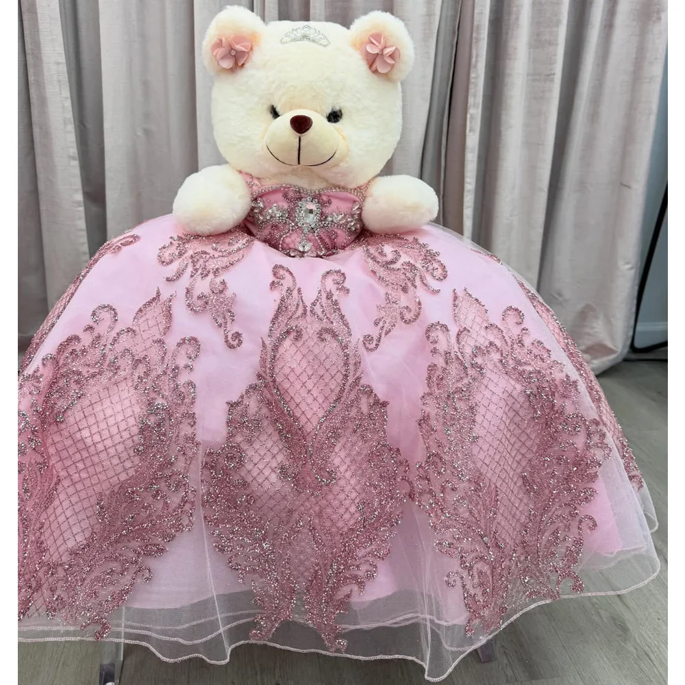 Newest Exquisite Mini Quinceanera Teddy Bear Dress 2026 Luxury 3D Floral Appliqué Puffy Customised