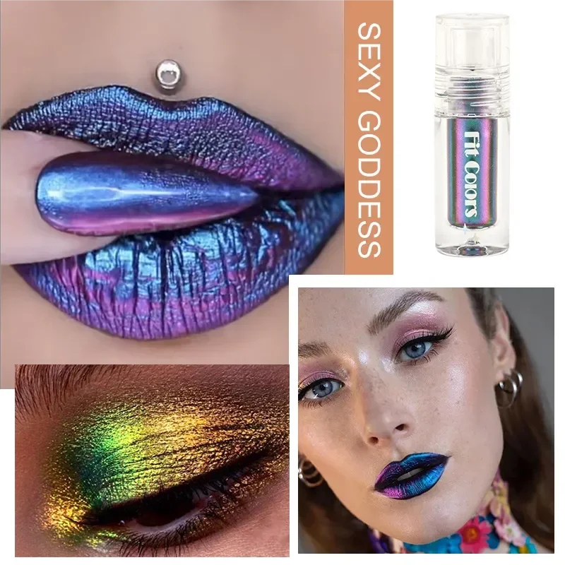 6 Color Shiny Metallic Glossy Face Decorating Liquid Eyeshadow Lipgloss Metallic Lipstick Optical Chameleons Eye Glitter Pigment