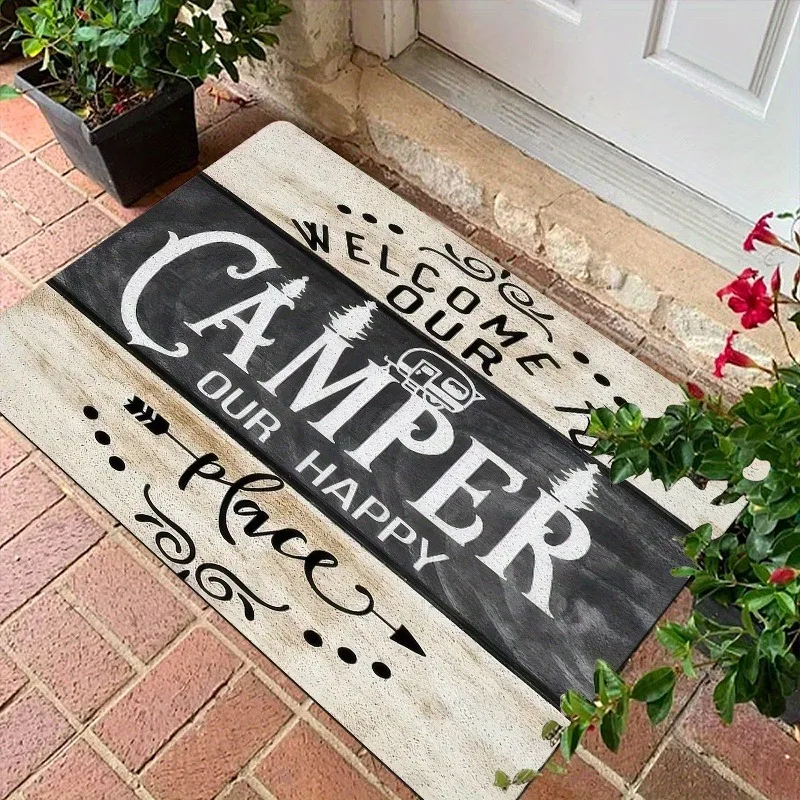 

1PC CAMPER Pattern Kitchen Rugs Non-Slip Home Door Mats Pop design Bathroom Rug Bath Mat Carpet for Home Sink Laundry Decor