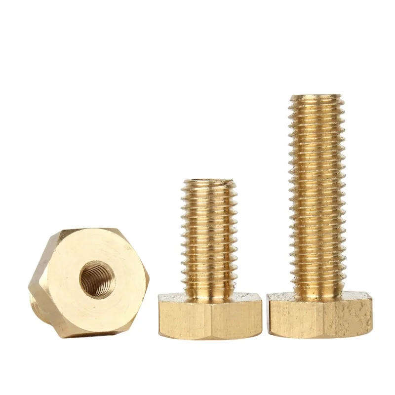 Brass M6 ~ M14 Hex Head Hollow Bolts External Hexagonal Screws with Through Hole Internal Thread