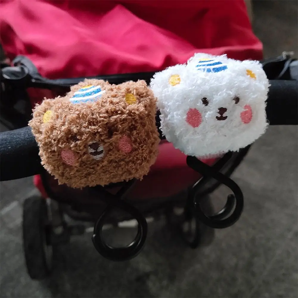 Durable Lovely Pram Hook Embroidery Cute Bear Bag Hanging Hook Baby Stroller Organizer Hook Stroller Hooks Stroller Accessory