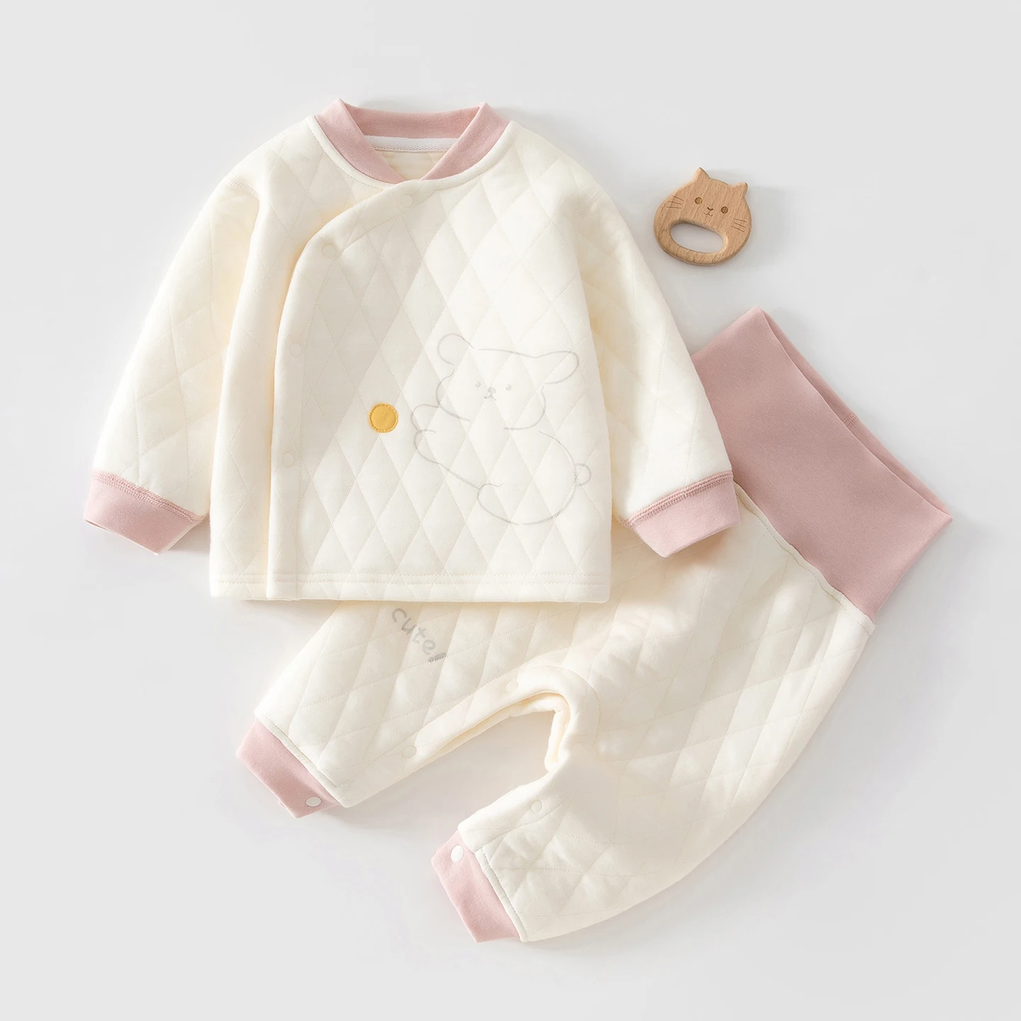 

Одежда для новорожденных Новая осенняя одежда и штаны Комплект осенне-зимней одежды для малышей с высокой талией Осенне-зимний комплект детского нижнего белья из двух предметов