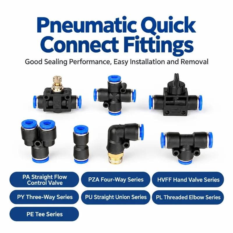 HENVOR Pneumatic Push-In Quick Connector PY PE PU PL Y-Type T-Type Straight 3-Way 4-Way Air Tube Fittings Throttle Valve