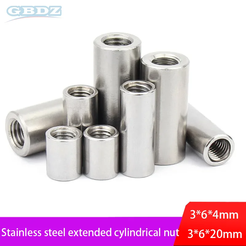 

5-10PCS 304 Stainless Steel Lengthen Round Coupling Nut Sleeve Extend Long Tubular Nuts Cylindrical Joint Sleeve Nut M3
