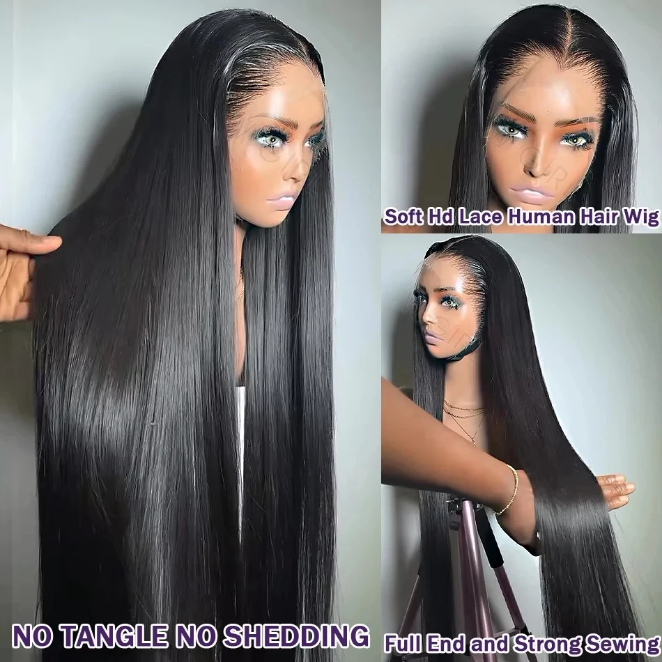 

30 36 Inch 13x6 Full HD Transparent Lace Front Human Hair Wig Straight 13x4 Lace Frontal Wigs Human Hair 220 Density For Women