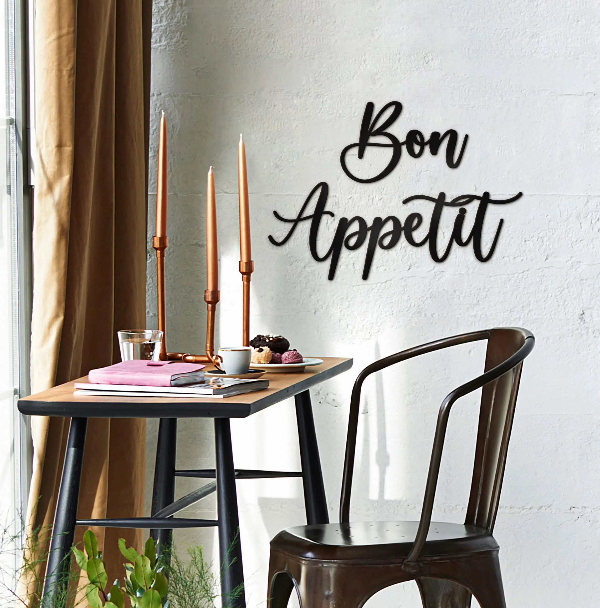 

Iron Metal Home Decor Farmhouse Modern Cute Large Bon Appetit Metal Wall Hanging Art Kitchen Signs Wall Mounted Room Decor