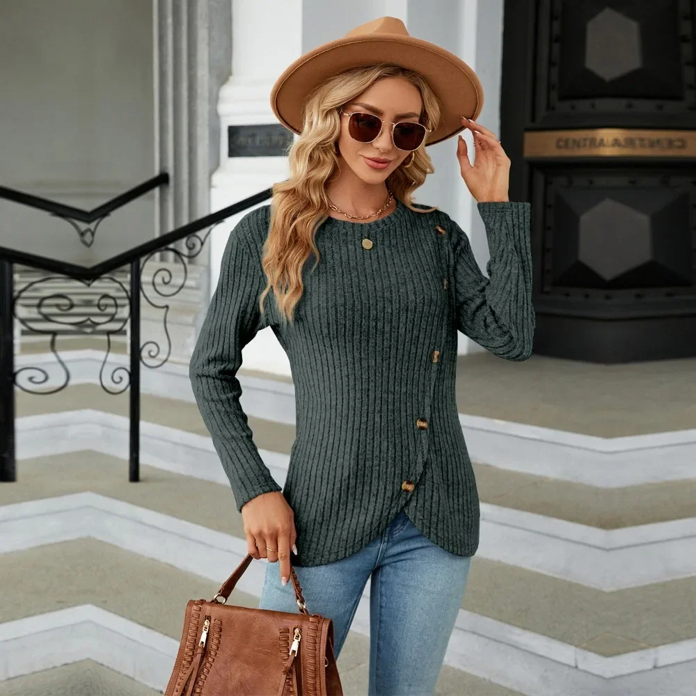 

Women's Sweater Knitwears Korean Popular Woman Clothing Knit Pullovers for Women Black Blue Long Sleeve Top Clothes Trend 2024