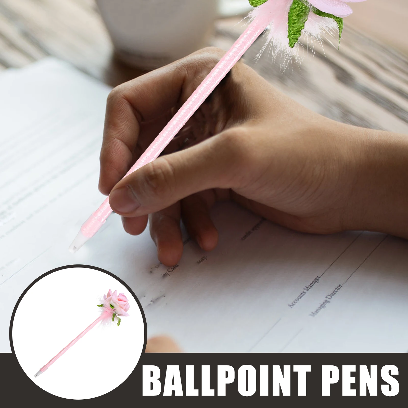 

2pcs Flower Ballpoint Adorable Writing For Office Smooth Fine Tip Floral Ink Pens Comfortable Grip Plastic Pens Long Lasting