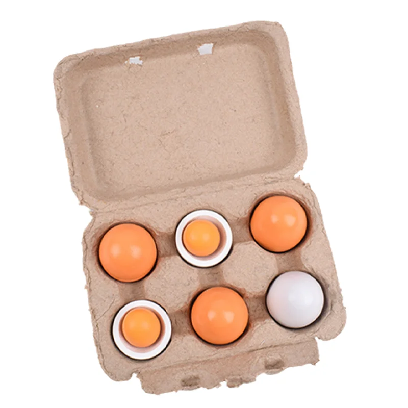 Uova di simulazione della casa dei giochi per bambini in legno, giocattoli da cucina, set di uova, accessori per la casa dei giochi