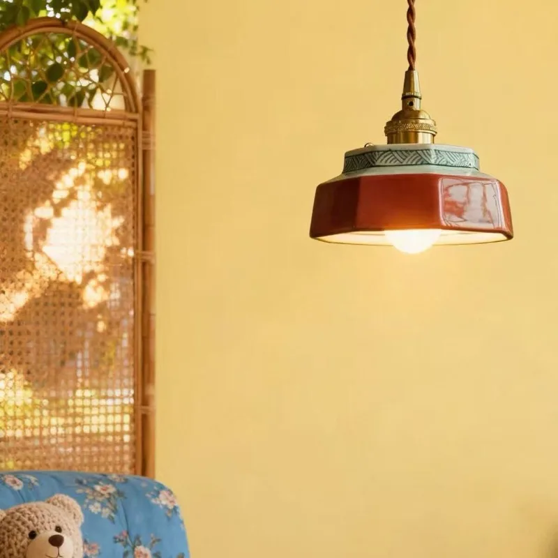 New Chinese-style retro ceramic pendant lights, Japanese-style guesthouse display windows, restaurant tea room bar counter islan