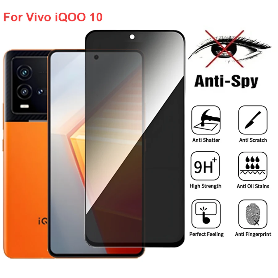 ل Vivo iQOO 10 V2217A مكافحة التجسس الخصوصية الزجاج المقسى حامي الشاشة متوافق مع iQOO10 غطاء كامل شاشة فيلم الهاتف