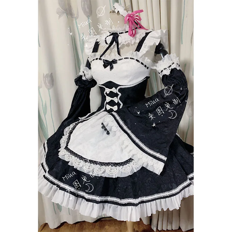 Rem Ram Maid Cosplay  World Anime Maid Re;Zero INFINITY Cosplay Dress White And Black Girl Women Custom Made