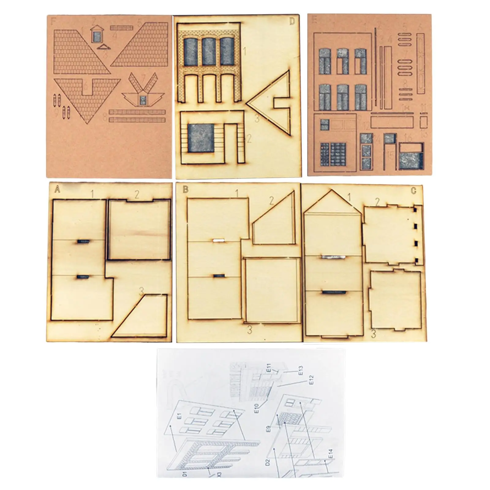 1/87 Gebäudemodellbausätze, handgefertigt für Miniatur-Szenenlayout, Sandtischdekoration