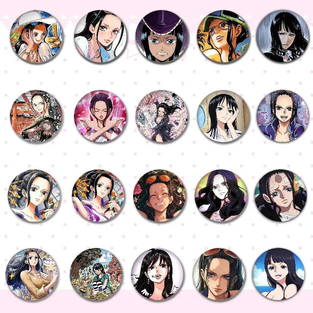 One Piece Nico Robin Badges Round Brooch Cute Cartoon Idol Cosplay Badges DIY Backpack Clothing Jewelry Pins
