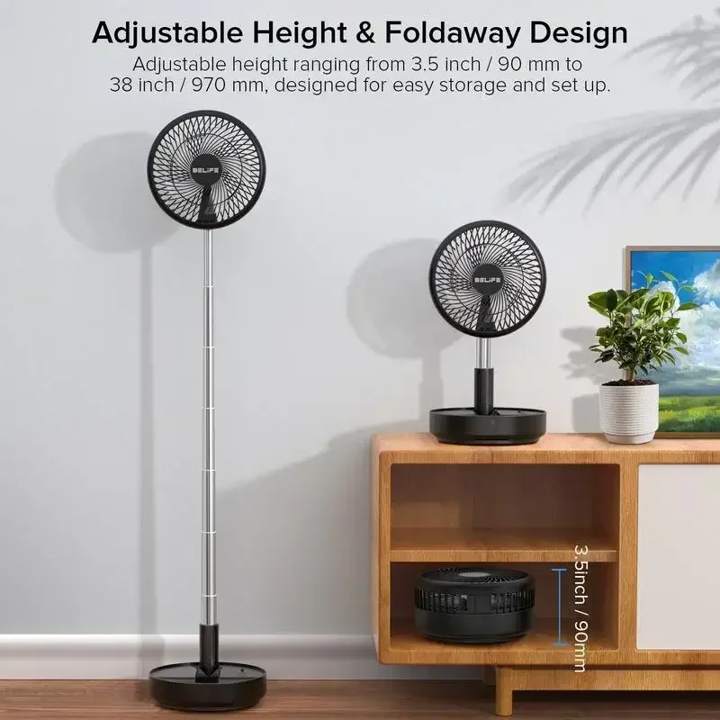 Belife X8 Portable Fan, Cordless Oscillating Fan with Remote, Foldable Adjustable Fan, USB Rechargeable 7200mAh Battery