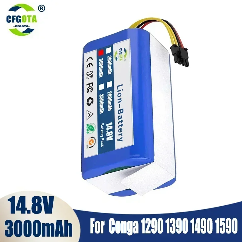 Echte 14,4V 12800nAh Li-Ion Batterie für Cecotec Conga 1290 1390 1490 1590 Staubsauger Genio deluxe 370 gutrend echo 520