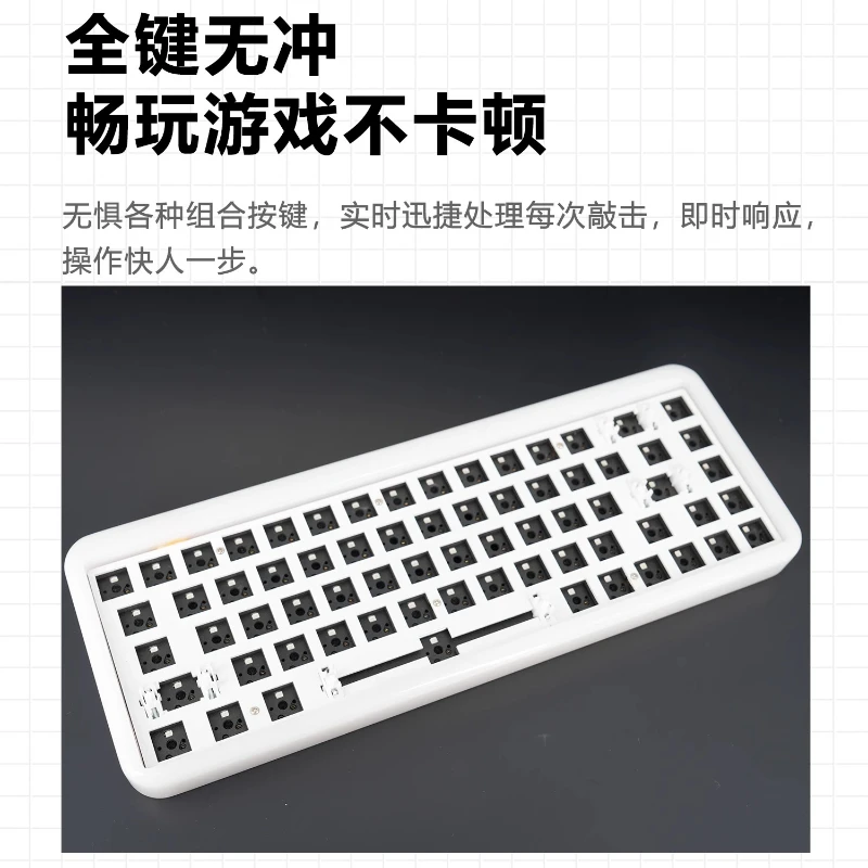 68K Resin Keyboard Kit 65% Layout Hot Swappable PCB RGB 2.4G/Bluetooth/wired 3mode Wireless Mechanical Keyboard Jade Texture