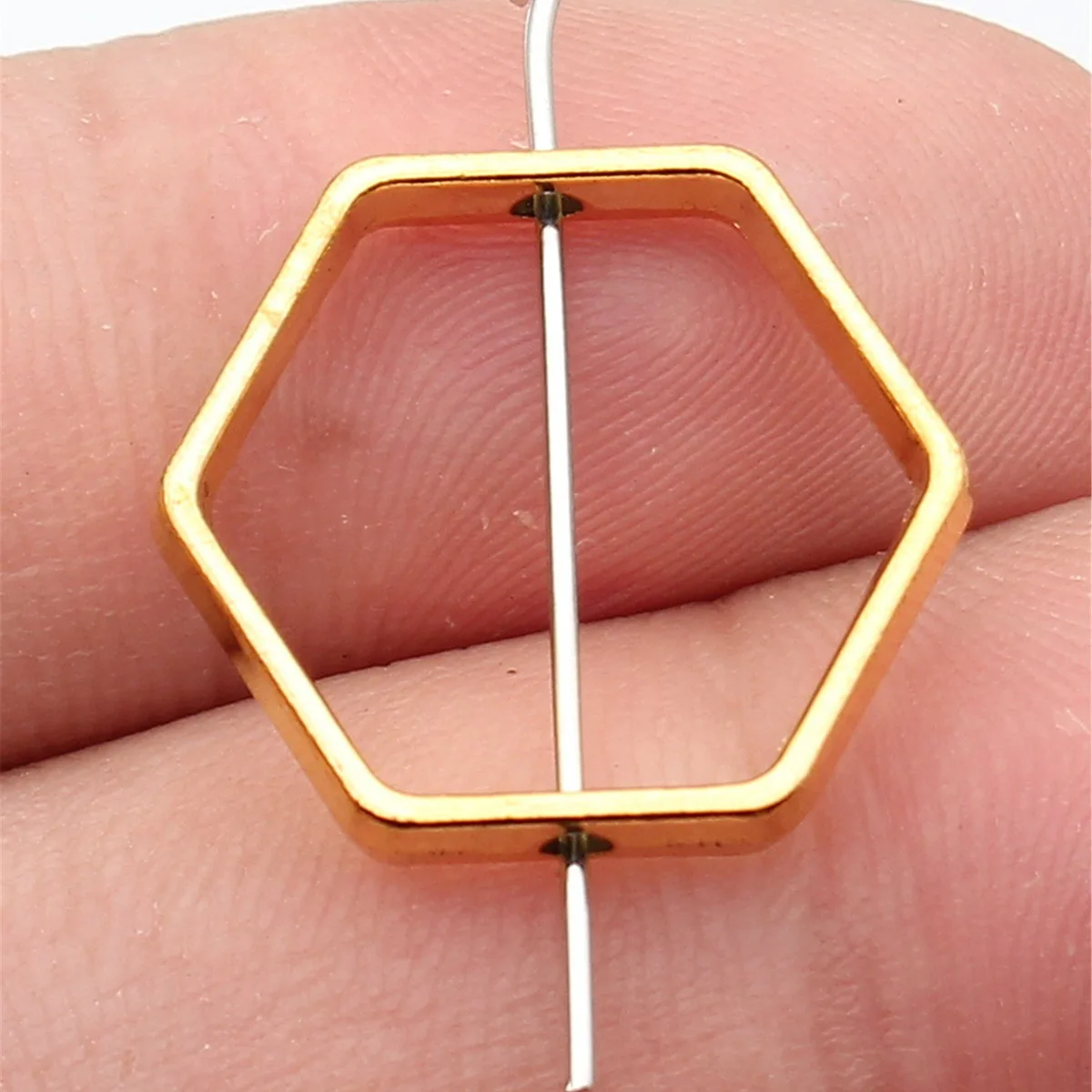 40pcs 20x18mm(0.79x0.71inch) 5 Colors Geometric Hollowed-Out Hexagonal Frame Perforated Beads Jewelry Making DIY