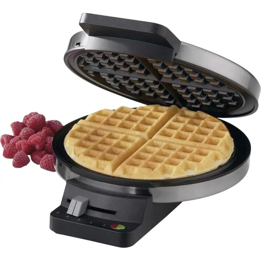 

Waffle Maker, 1250W Round Classic Waffle Iron, 5Setting Adjustable Browning Control, WMRCAP2, Brushed Stainless