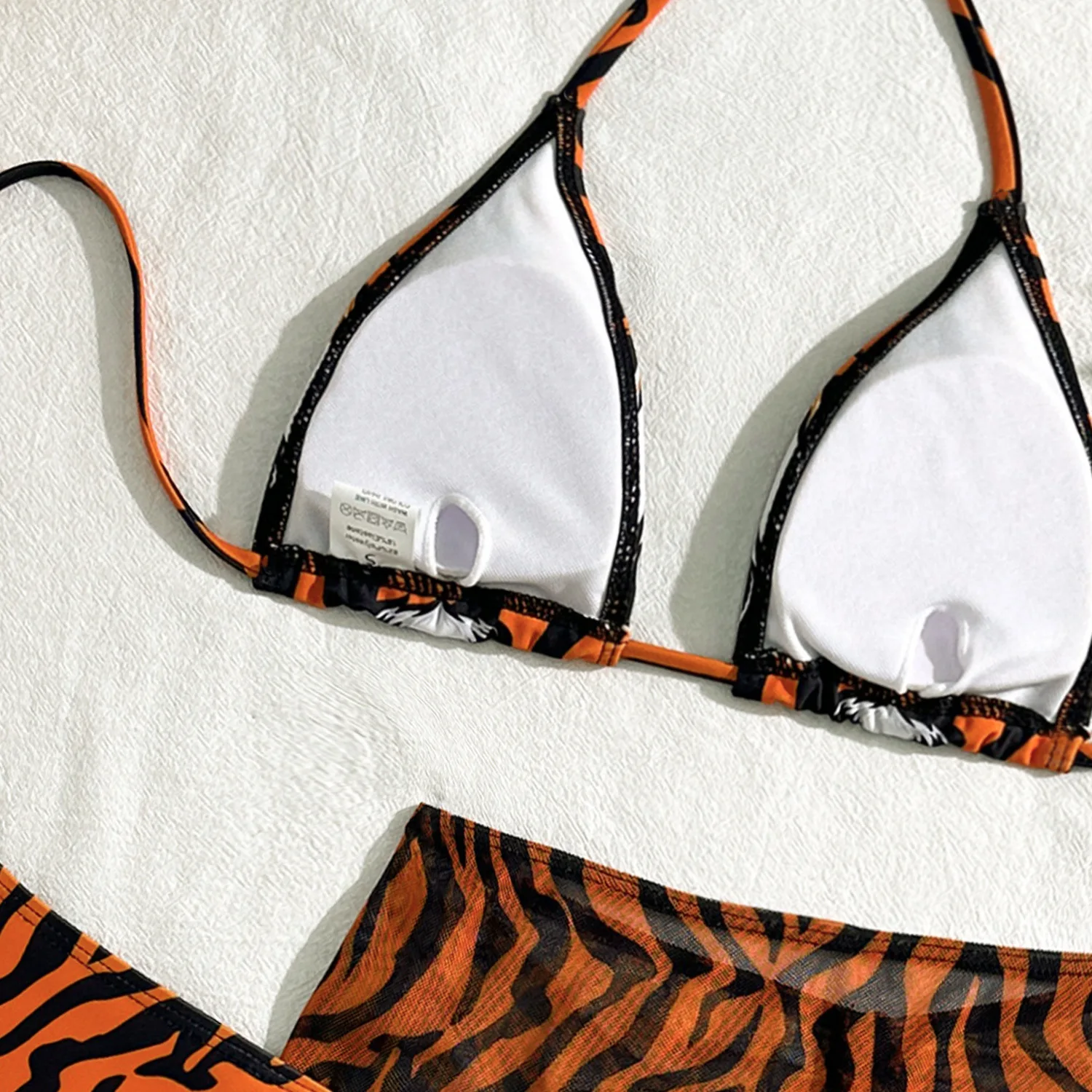 bikini sexy con stampa tigre e cravatta all'americana set 3 pezzi con minigonna con coulisse costumi da bagno costume da bagno abiti da spiaggia biquini tankini