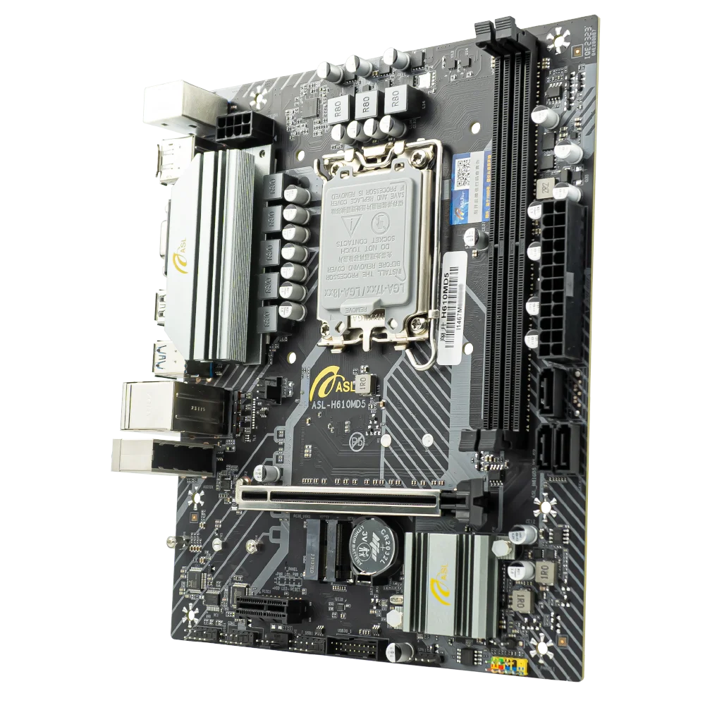 ASL H610M Micro-ATX LGA 1700 اللوحة الأم لـ Intel Core 12th 13th 14th Gen CPU DDR5 NVMe M.2 USB 3.2 PCIe 4.0 GbE LAN #4