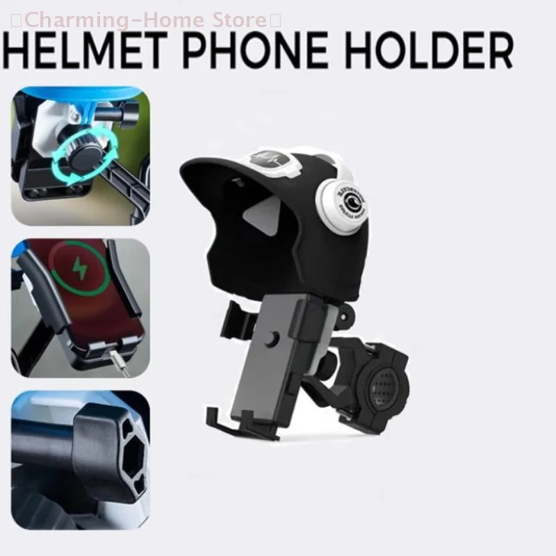 【M】Motorcycle Phone Mount with Mini Helmet Cover, Waterproof Sunshade Navigation Holder for Bike Ebike Scooter