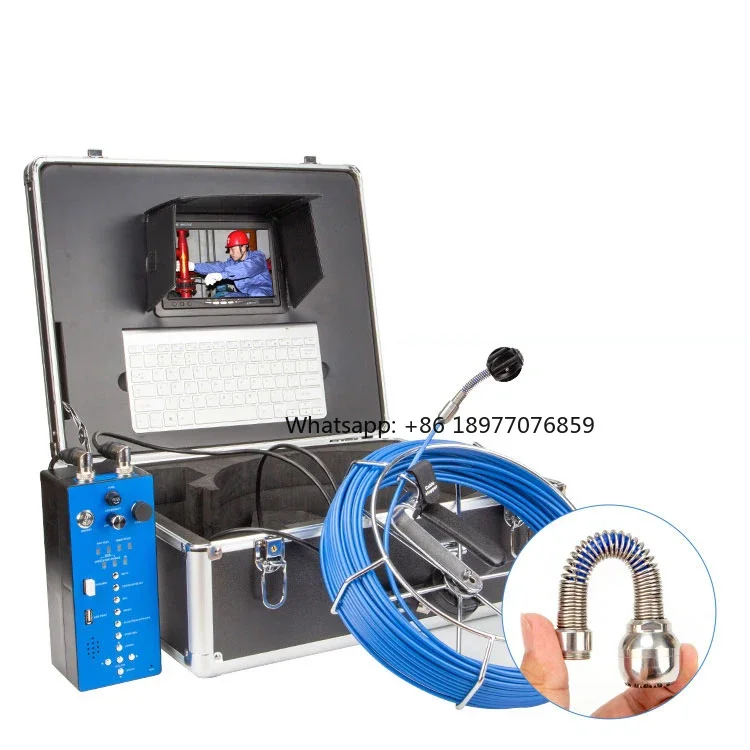 7 Inch TFT HD Pipe Inspection Camera System With 12Pcs LED Lights 20M Fiberglass Cable With Keyboard