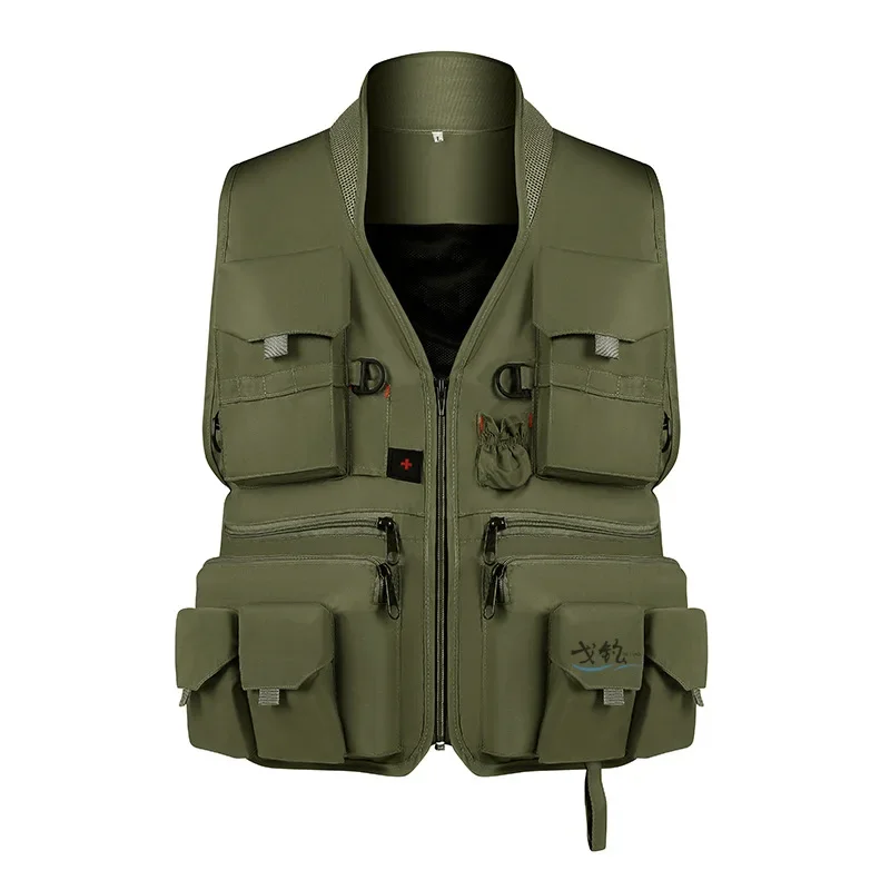 Jaqueta respirável masculina de pesca, colete para fotografia ao ar livre, secagem rápida, luz refletida, montanhismo, colete com vários bolsos
