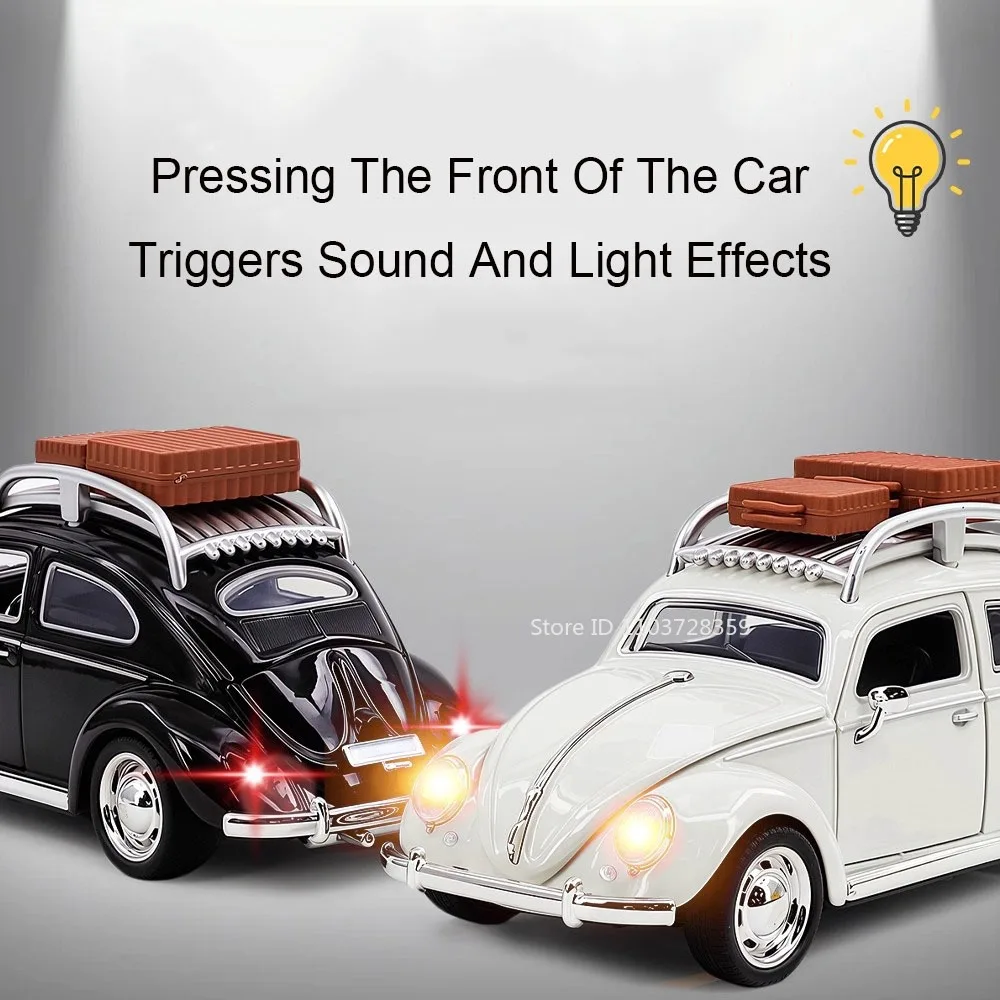 1:32 BEETLE 1955 Santana miniatuur speelgoedautomodellen legering gegoten voertuigen geluid licht trek deuren terug geopend voor kinderen geschenken