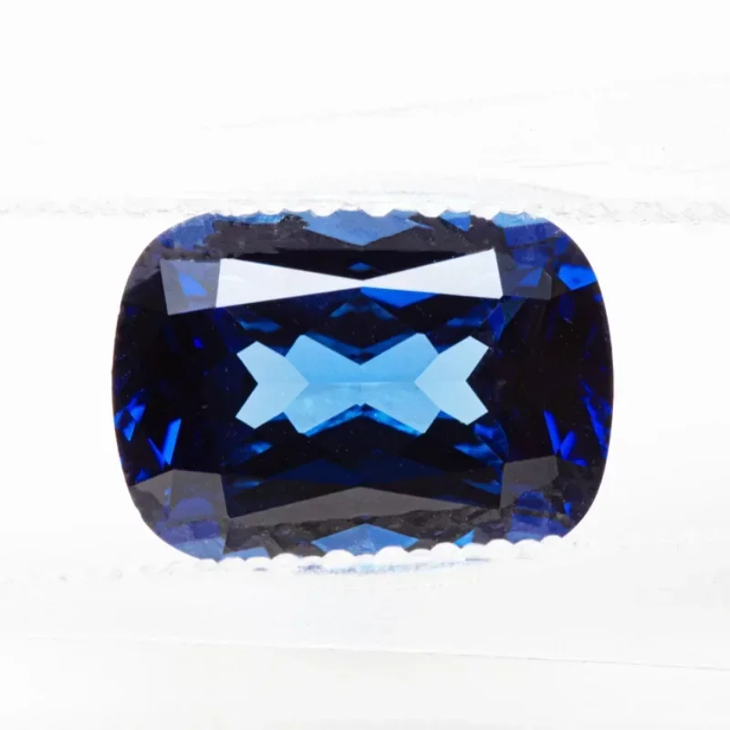Lab Grown Sapphire Royal Blue Rectangle Cushion Shape Hand Cut Gemstone For DIY Charms Jewel Making Selectable AGL Certificate