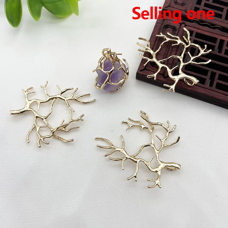 1PC Cabochon Cameo Necklace Pendants Hairpin Accessories New Tree Branch Copper Plating Gold DIY Branch Pendant Material