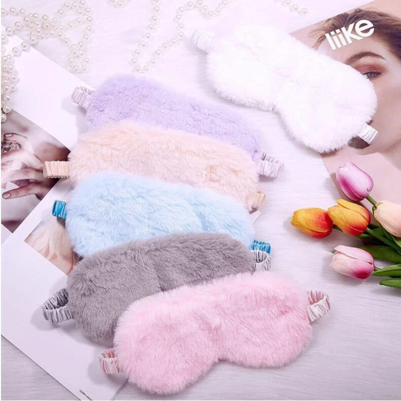 Sleeping Mask Sleeping Blindfold Soft Plush Eye Masks Cute Eye Cover Plush Mask Eyepatch Nap Health Eye Cover