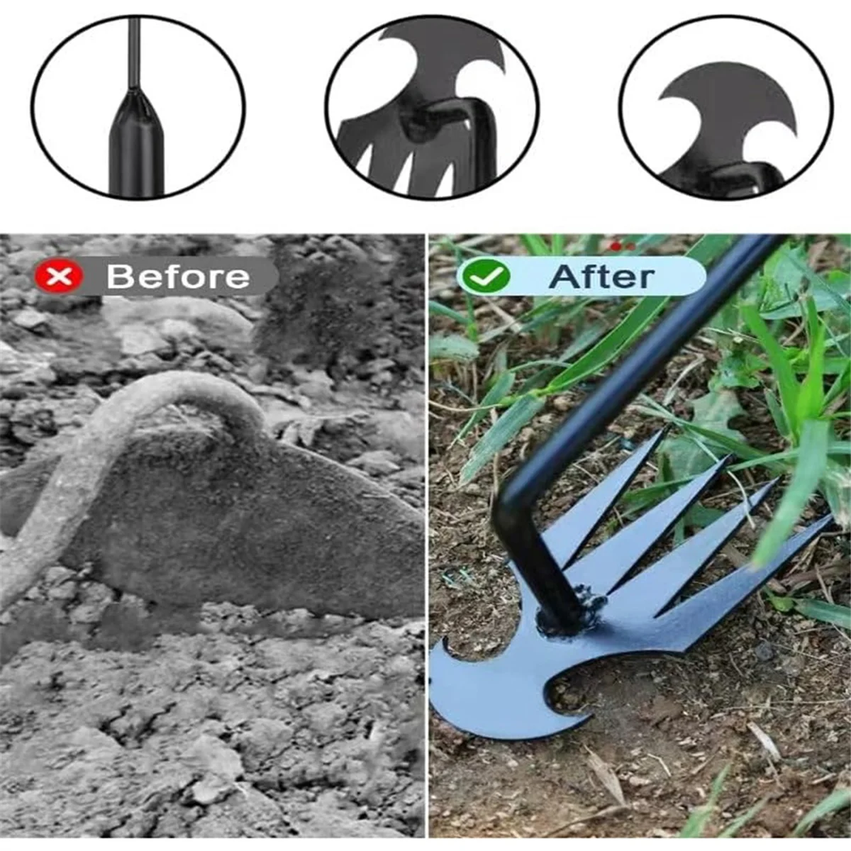 3Pcs Weed Puller Tool,Weeding Artifact Uprooting Removal Tool,4 Teethes Dual Purpose Manual Weeders for Garden Weeding