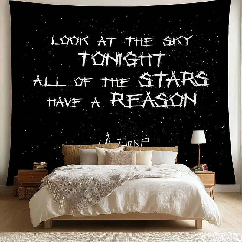 VIKAMA Night Starry Sky English Quotes Tapestry ins Dark EMO Hip Hop Text Background Cloth Wall Decoration Room Decoration