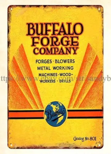 wall decor 1929 Buffalo Forge Co metal working woodwork tools metal tin sign