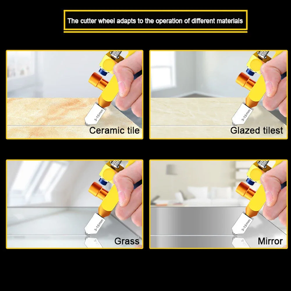 2 in 1 ガラスカッターセット手動タイルダイヤモンドカッター高強度セラミック切削工具建設オープナー