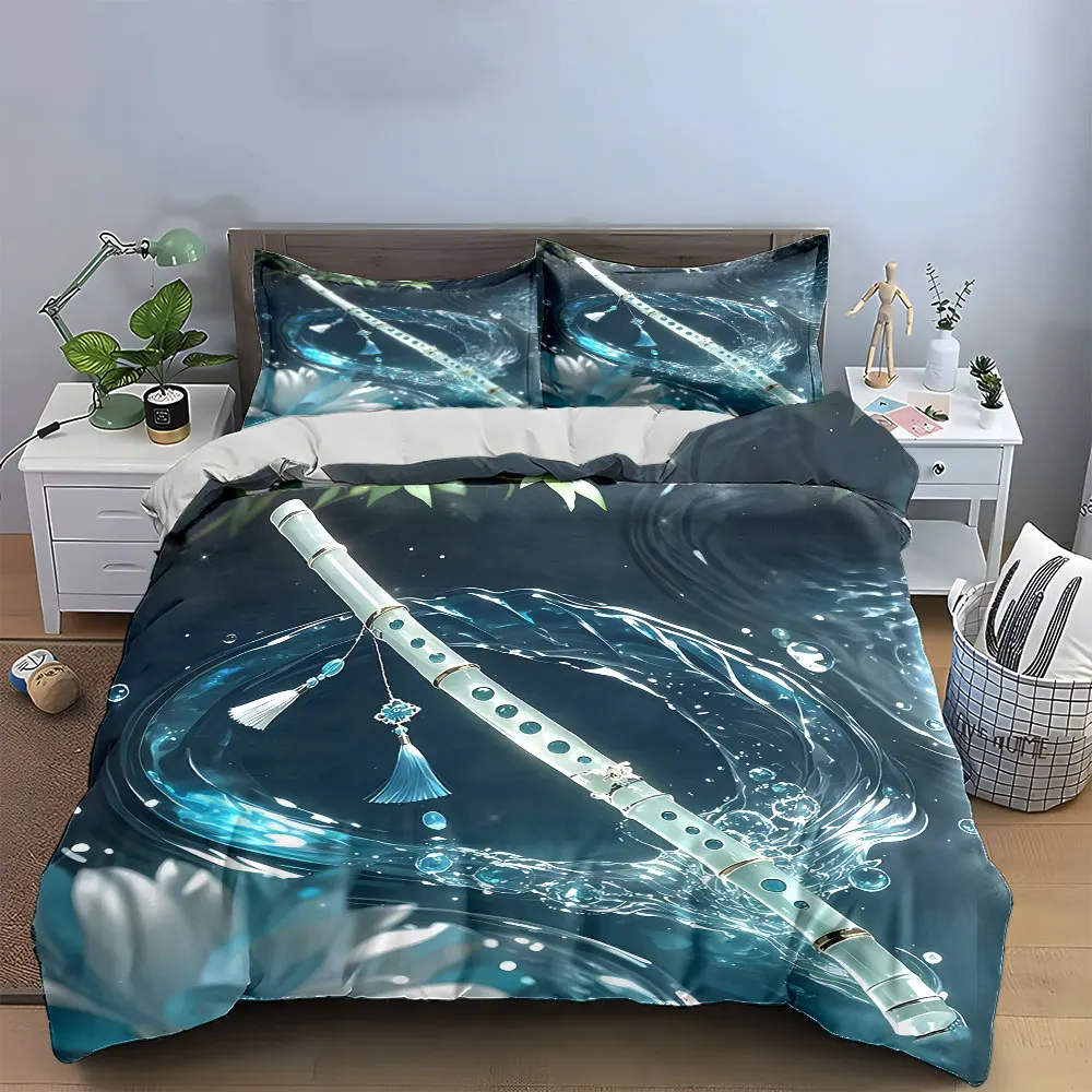 Elegant Flute Set for Performance Bedding Set with 1 Duvet Cover 2 Pillowcases Single Double King Queen, Gift