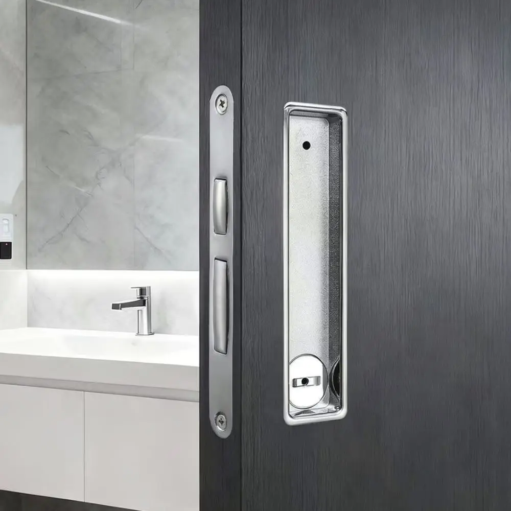 Invisible Sliding Door Lock Hidden Pocket Handle Zinc Alloy Hardware For Wood Door Bedroom Kitchen Bathroom Home Access