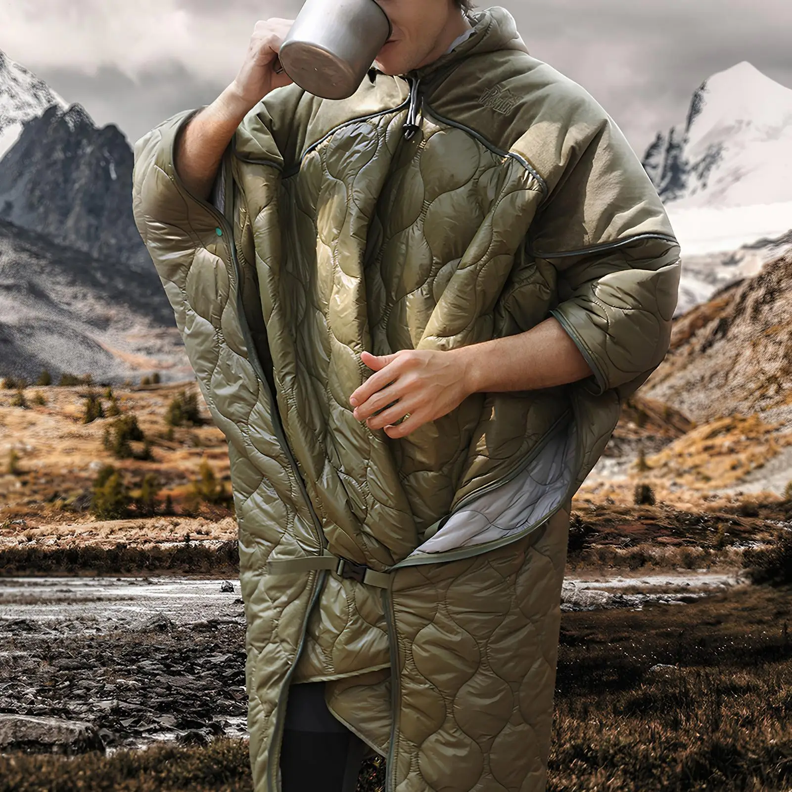 

Wearable Stadium Blanket Hooded Sleeping Sack Travel Warm Sack for Camping Hiking Outdoor Winter Stadium Home Backpacking