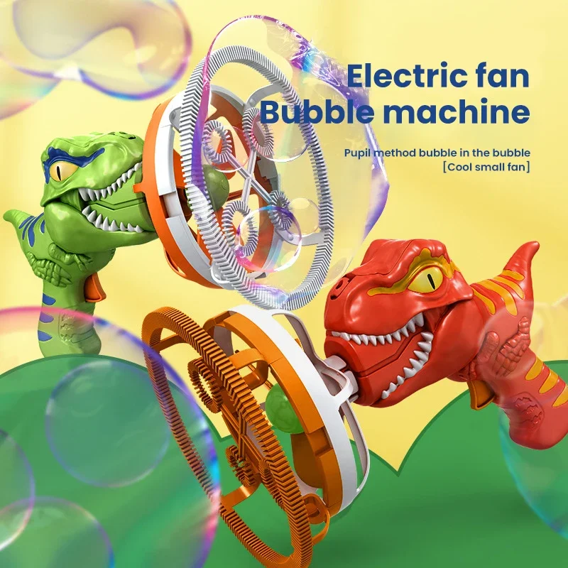 2 In 1 Bubble Machine Dinosaur Electric Soap Bubbles In Bubble Maker Guns Toy Childrens Outdoor Games for Kids Boys Girls Kids